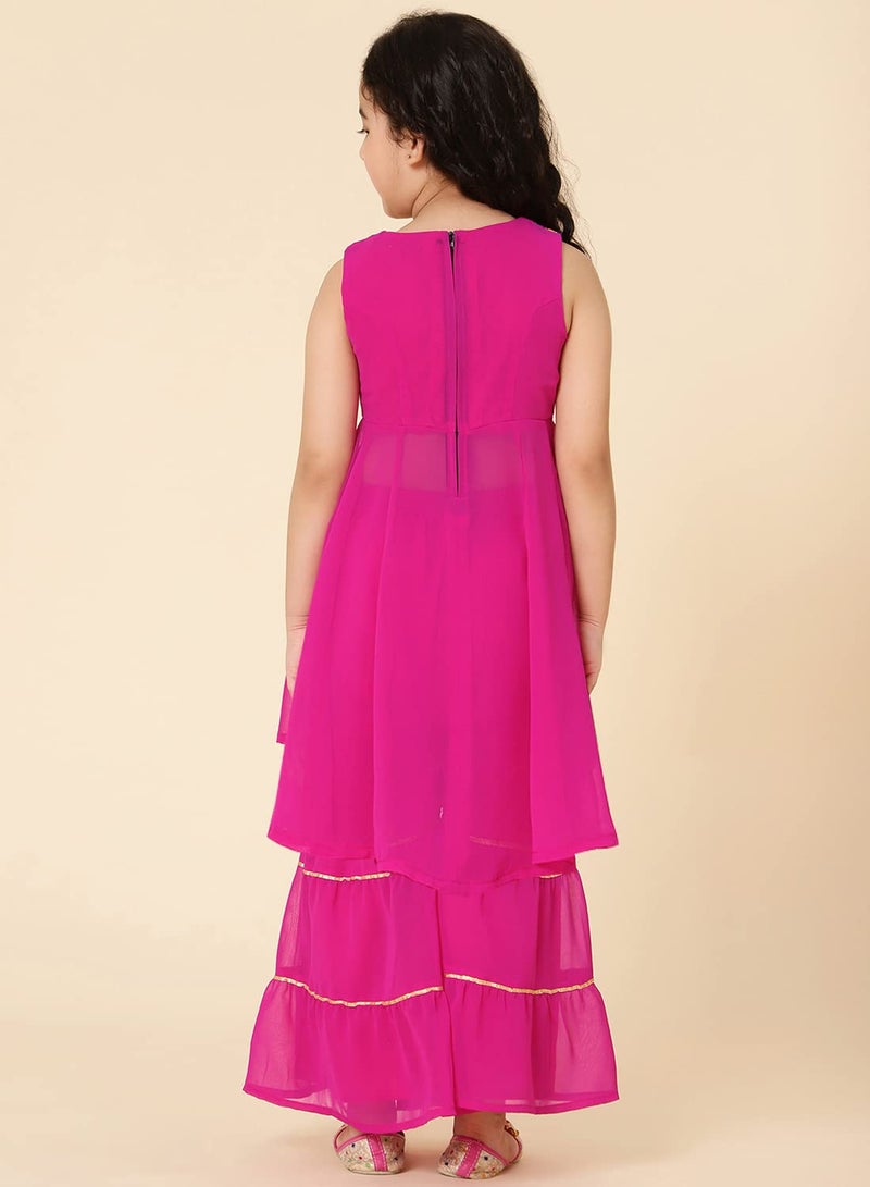 A.T.U.N. (ALL THINGS UBER NICE) A.T.U.N. Girls Embroidered Sharara Set_GSRR PLE KFG_2-3Y_Magenta-Multi - Image 4