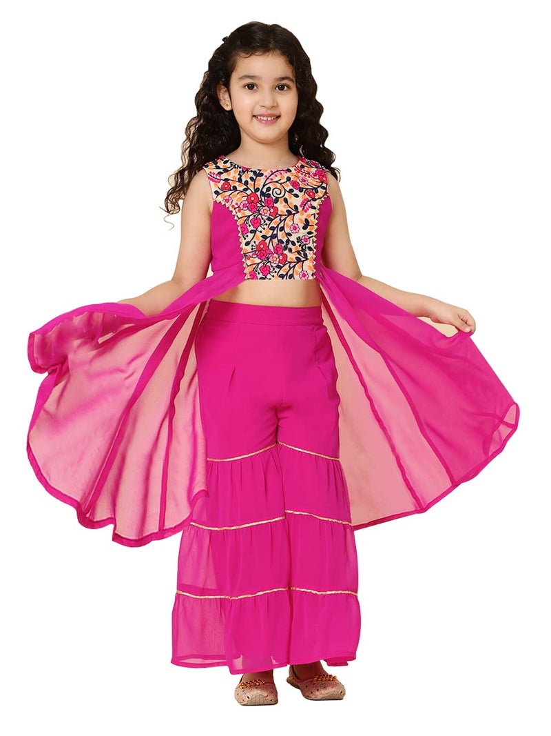 A.T.U.N. (ALL THINGS UBER NICE) A.T.U.N. Girls Embroidered Sharara Set_GSRR PLE KFG_2-3Y_Magenta-Multi - Image 1