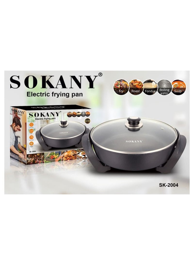 sokany Grill and cookware with a glass lid, 1500 watts (frying - roasting - cooking cheese - boiling - soup) - Image 1