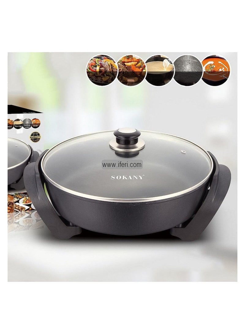sokany Grill and cookware with a glass lid, 1500 watts (frying - roasting - cooking cheese - boiling - soup) - Image 2