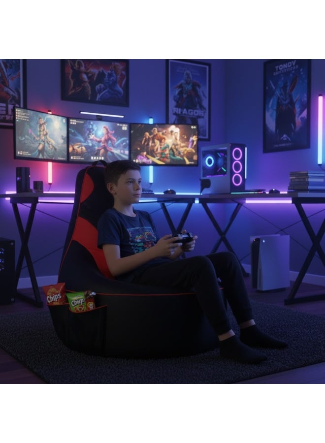 Premium Filled Gaming Bean Bag Chair – High-Back Quilted Seat, Side Pockets, Headphone Hanger & Water-Repellent Fabric – Ergonomic Support for Gaming, Lounge & Movie Nights - Image 5