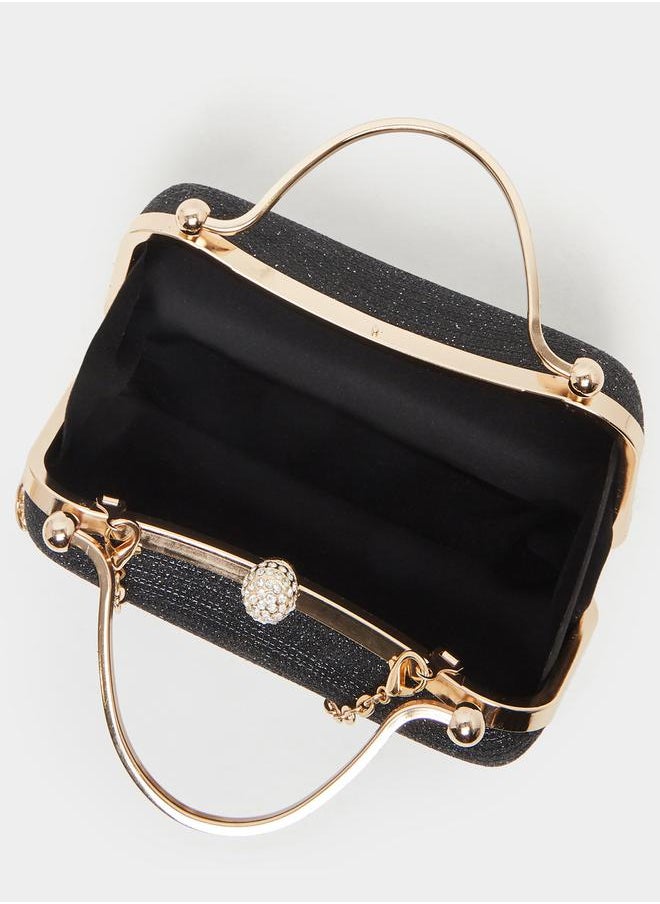 Styli Embellished Clutch Bag with Chain Strap  - Image 4