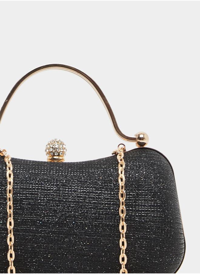 Styli Embellished Clutch Bag with Chain Strap  - Image 3