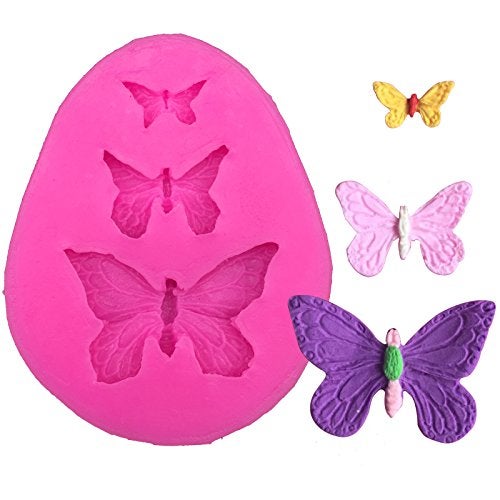 Cute 3D Butterfly Mold Reusable Foodgrade Silicone Molds Nonstick DIY Cake Decoration Mold Chocolate Candy Gum Fondant Pudding Cupcake Baking Mold Polymer Clay Mould