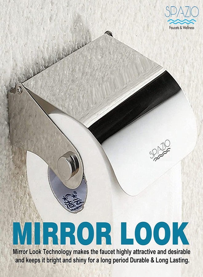 SPAZIO Stainless Steel Joy Wall Mount Toilet Paper Holder/Toilet Paper Roll Holder/Tissue Paper Roll Holder/Tissue Dispenser for Toilet Seat in Washroom/Bathroom Accessories (Chrome), Pack of 1 - Image 4