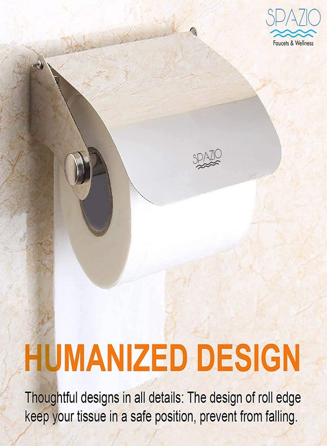 SPAZIO Stainless Steel Joy Wall Mount Toilet Paper Holder/Toilet Paper Roll Holder/Tissue Paper Roll Holder/Tissue Dispenser for Toilet Seat in Washroom/Bathroom Accessories (Chrome), Pack of 1 - Image 5