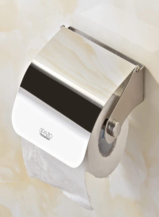 SPAZIO Stainless Steel Joy Wall Mount Toilet Paper Holder/Toilet Paper Roll Holder/Tissue Paper Roll Holder/Tissue Dispenser for Toilet Seat in Washroom/Bathroom Accessories (Chrome), Pack of 1 - Image 1