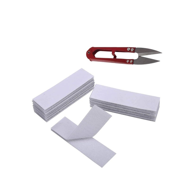 UR LITTLE SHOP UR LITTLE SHOP Adhesive Hook 5 Inches_ Adhesive Loop 5 Inches with Easy Removal Sticker 20mm_20 Pairs White Color with Industrial Cutter SP2 