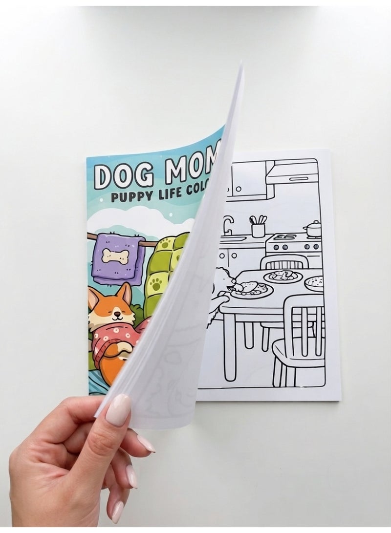 Dog Moments Puppy Life Kawaii Coloring Book - Cute & Cozy Scenes, 24 Single-Sided Pages (20x20 cm) - Image 3