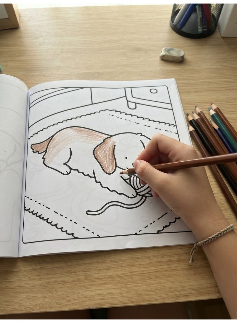 Dog Moments Puppy Life Kawaii Coloring Book - Cute & Cozy Scenes, 24 Single-Sided Pages (20x20 cm) - Image 5