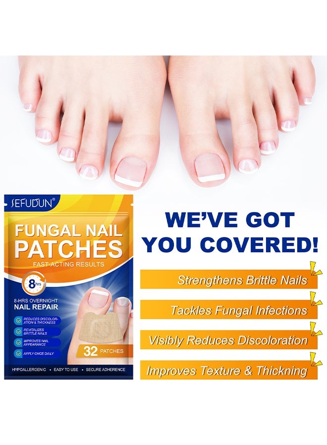 Sefudun 32 Patches Toenail Fungal Nail Patches, Overnight Nail Repair Patch, Renews Nails Structure And Improve Discoloration, Soft Nail Thickening Nail Stickers - Image 2