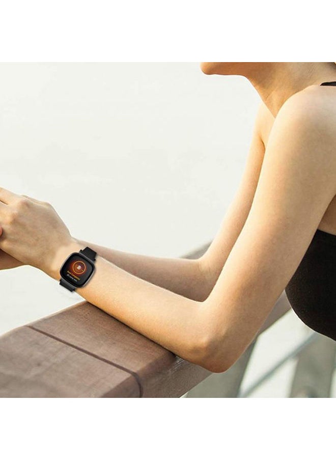 O Ozone Leather Strap for Fitbit Sense & Fitbit Versa 3 Smart Watch Premium Genuine Leather Bands Replacement Wristband Strap for Men Women - Black  - Image 5