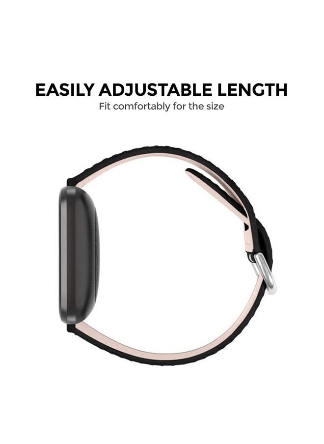 O Ozone Leather Strap for Fitbit Sense & Fitbit Versa 3 Smart Watch Premium Genuine Leather Bands Replacement Wristband Strap for Men Women - Black  - Image 4