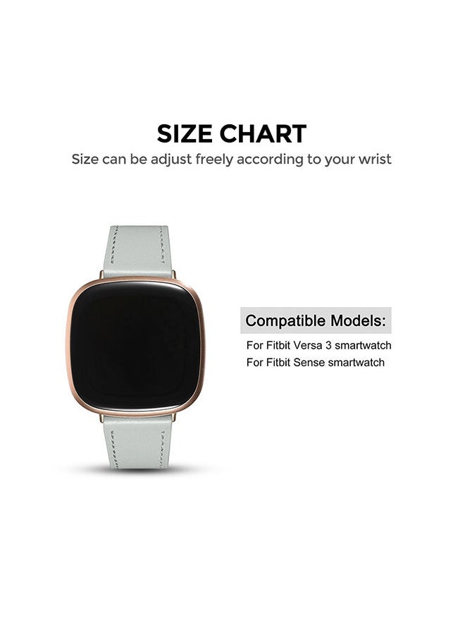 O Ozone Leather Strap for Fitbit Sense & Fitbit Versa 3 Smart Watch Premium Genuine Leather Bands Replacement Wristband Strap for Men Women - Black  - Image 2
