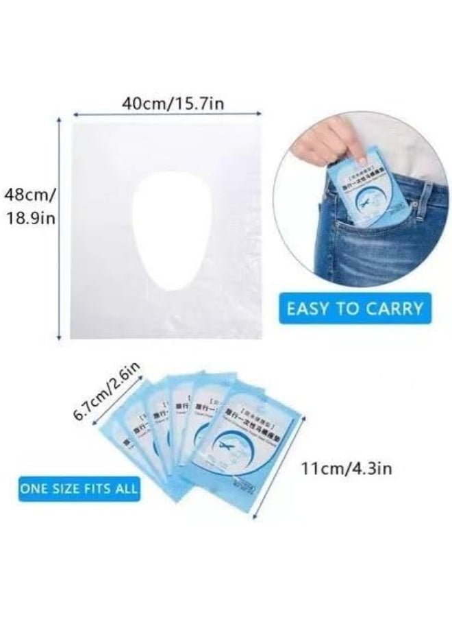 Disposable Plastic Toilet Seat Covers Antibacterial and Waterproof Portable Pocket Toilet Seat Covers for Use in Public Restrooms, Hotels and Airplanes (50 Count), - Image 2