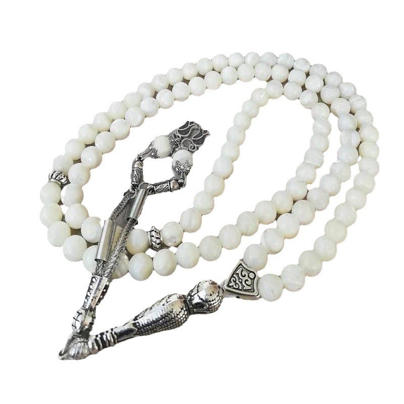 Nobby 33 Beads 8mm White Aqeeq Tasbih – Handmade Islamic Prayer Beads for Men &  Women - Image 5