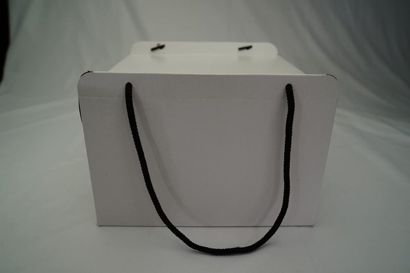 Intactmedia Plain White Cake Box Plain Cake Paper Packaging With Rope Handle 10x10x4 for one kg pack of 5 - Image 4