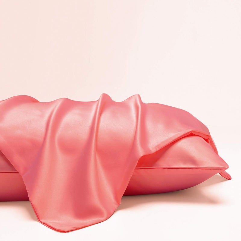 NTBAY Zippered Satin Pillow Cases for Hair and Skin  Luxury Standard Hidden Zipper Pillowcases Set of 2  20x26 Inches  Coral Pink - Image 4