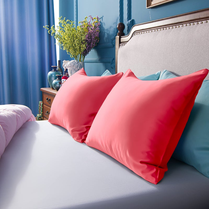 NTBAY Zippered Satin Pillow Cases for Hair and Skin  Luxury Standard Hidden Zipper Pillowcases Set of 2  20x26 Inches  Coral Pink - Image 5