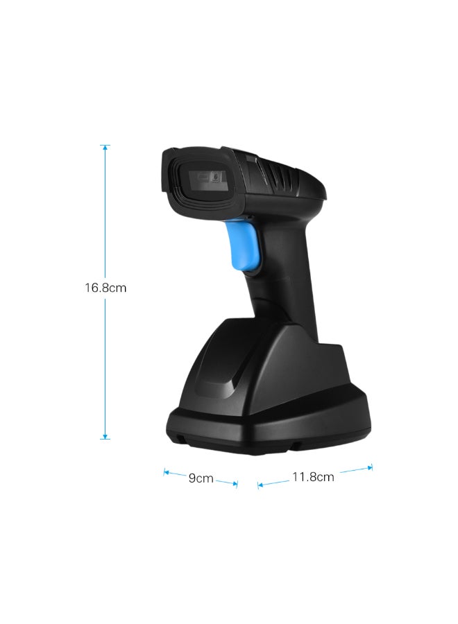 Handheld 1D 2D QR Wireless Barcode Scanner Black/Blue - Image 2