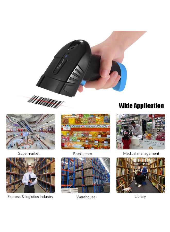 Handheld 1D 2D QR Wireless Barcode Scanner Black/Blue - Image 4