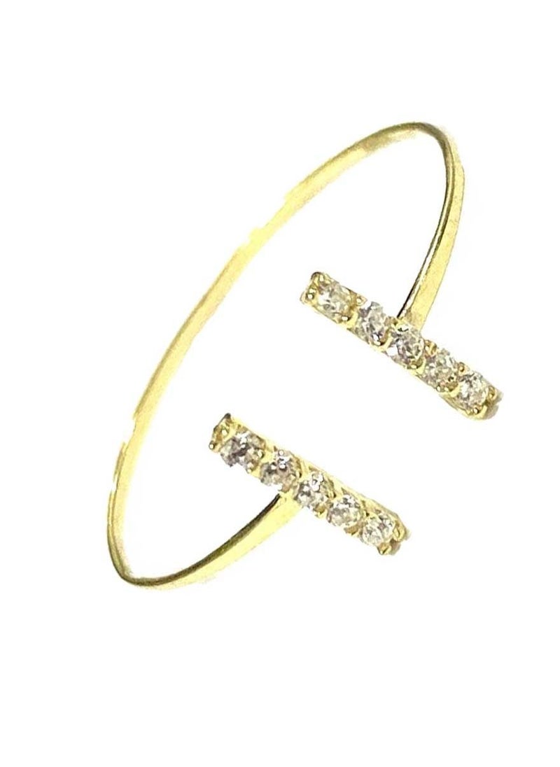 Hamsa.ae - 18K Pure Gold Elegant Zircon Stone Ring Size 8 - Image 1