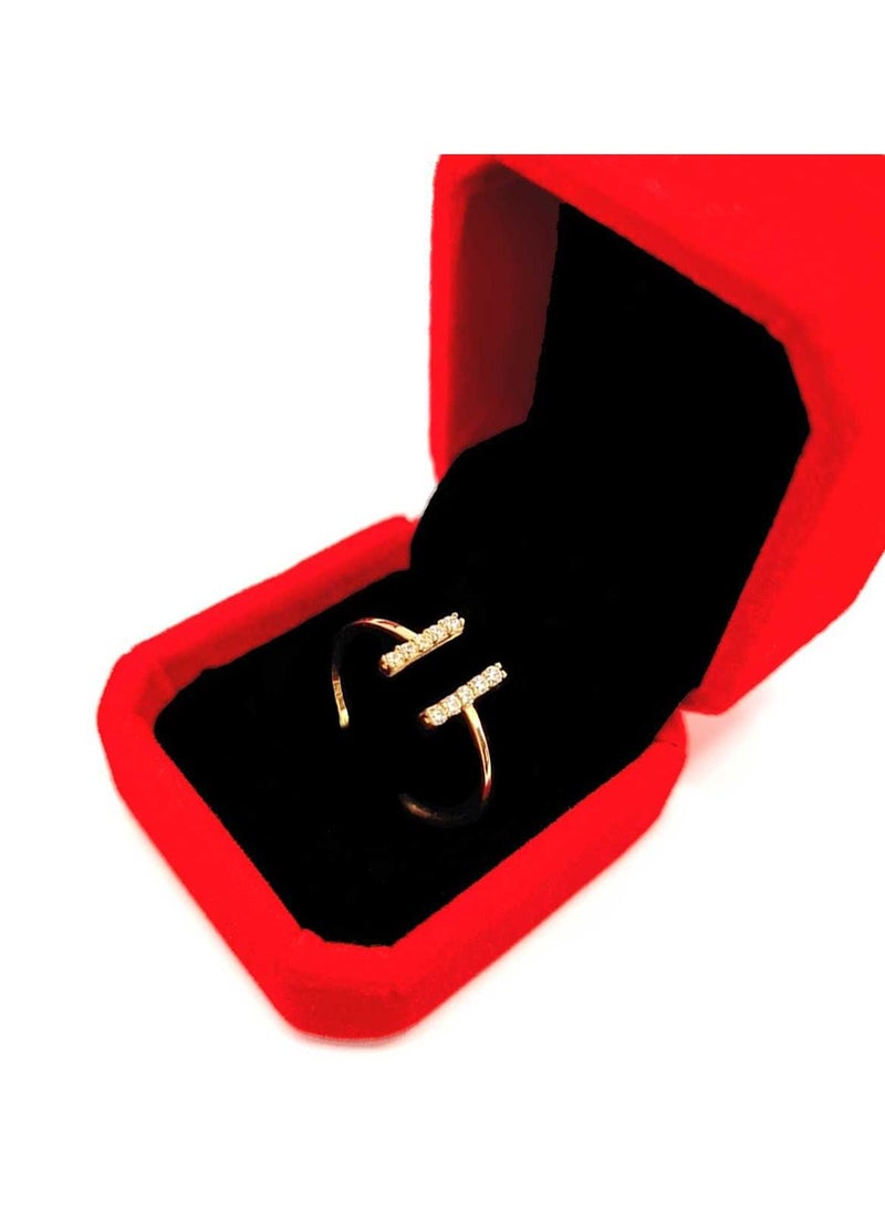 Hamsa.ae - 18K Pure Gold Elegant Zircon Stone Ring Size 8 - Image 1