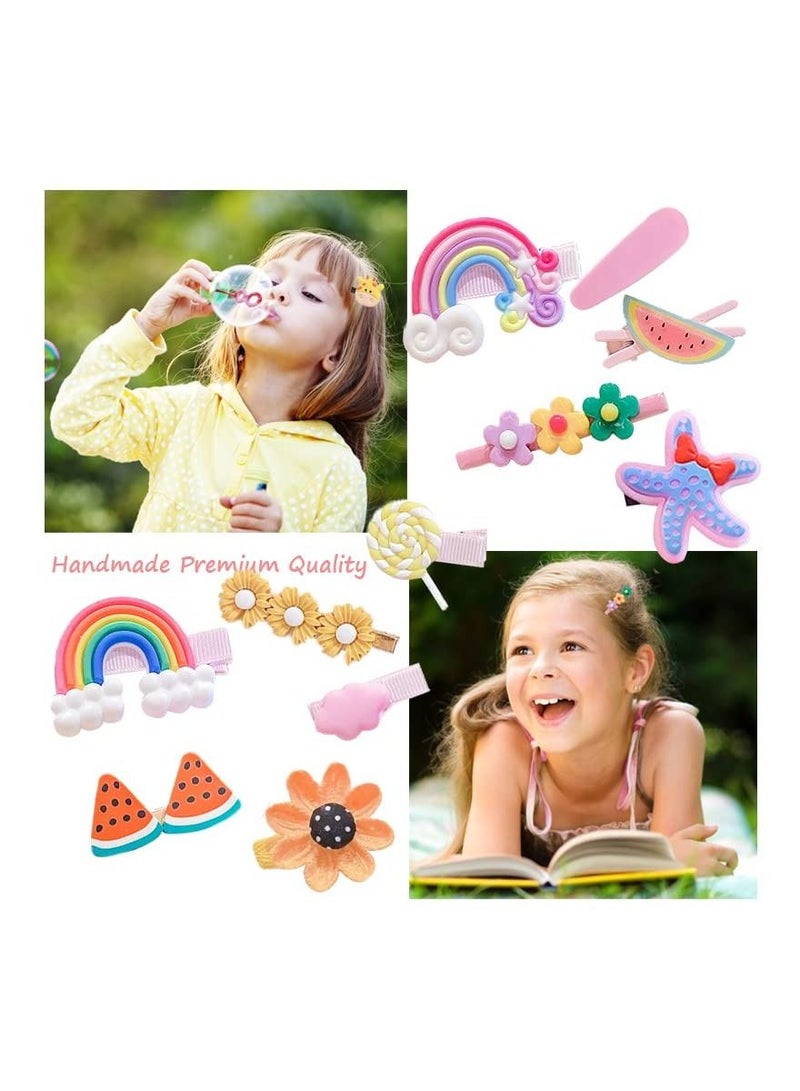 Generic 28 PCS Cute Hair Clips Fashion Girls Hair Accessories Flower Fruit Colorful Rainbow Candy Dessert Lovely Animal Barrettes Set Non-slip Metal Snap Pins for Girls Kids Teens Toddlers  - Image 2