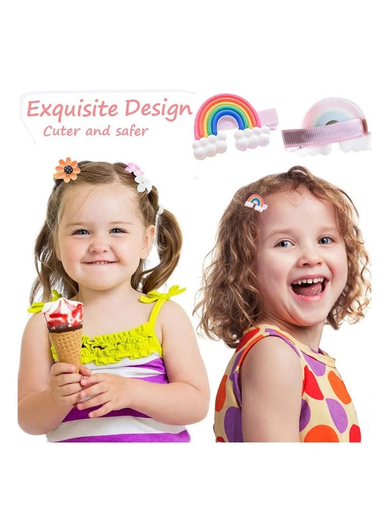Generic 28 PCS Cute Hair Clips Fashion Girls Hair Accessories Flower Fruit Colorful Rainbow Candy Dessert Lovely Animal Barrettes Set Non-slip Metal Snap Pins for Girls Kids Teens Toddlers  - Image 3