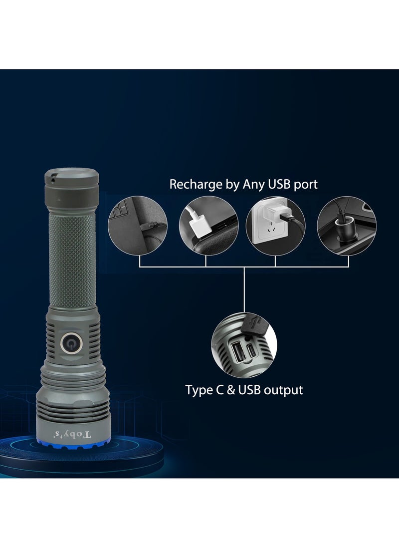 Toby's Toby's Torch -130 Rechargeable LED Bright powerful Torch Light High strength Aluminum Alloy and long Lasting battery life best for camping and outdoor activities  - Image 3