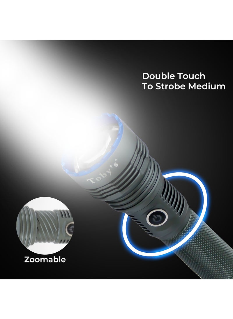 Toby's Toby's Torch -130 Rechargeable LED Bright powerful Torch Light High strength Aluminum Alloy and long Lasting battery life best for camping and outdoor activities  - Image 4