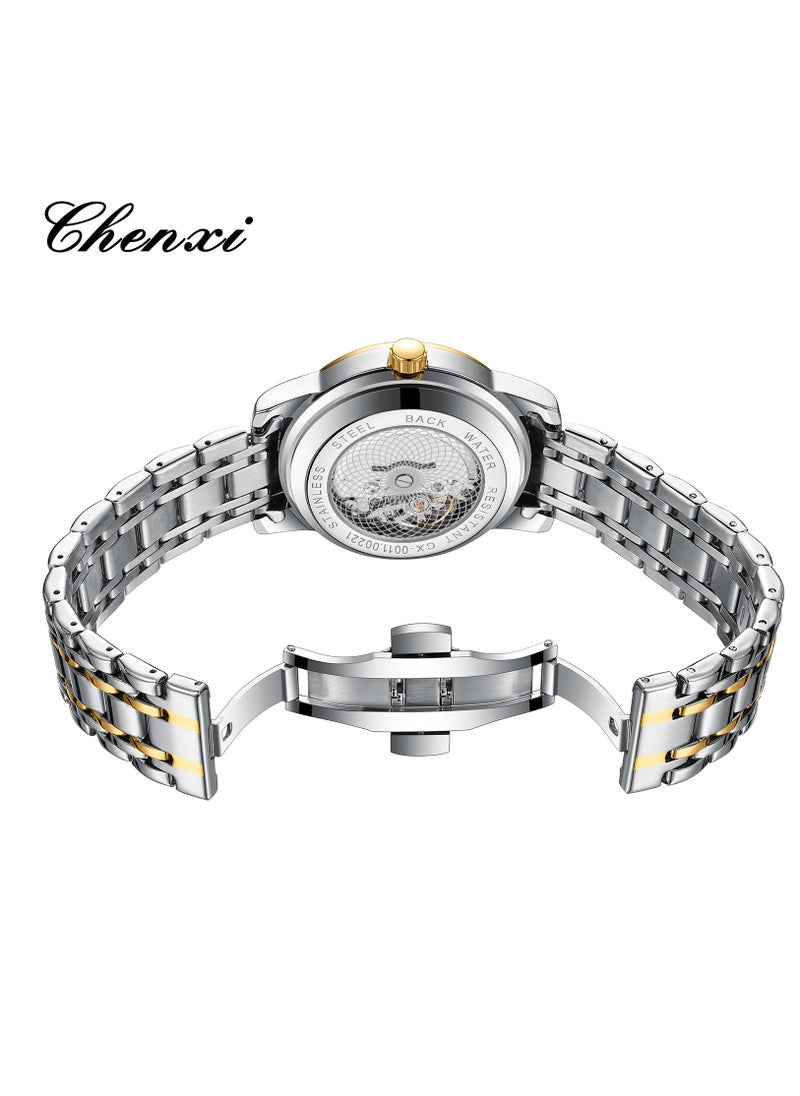 Chenxi - Watches for Men Fashion Stainless Steel Quartz Analog Water Resistant Watch 0011SGBK - Image 1