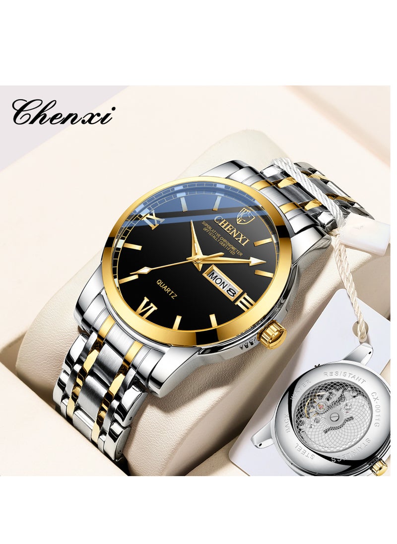 Chenxi - Watches for Men Fashion Stainless Steel Quartz Analog Water Resistant Watch 0011SGBK - Image 1