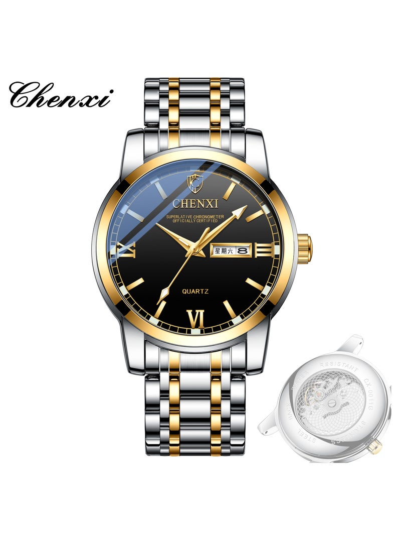 Chenxi - Watches for Men Fashion Stainless Steel Quartz Analog Water Resistant Watch 0011SGBK - Image 1