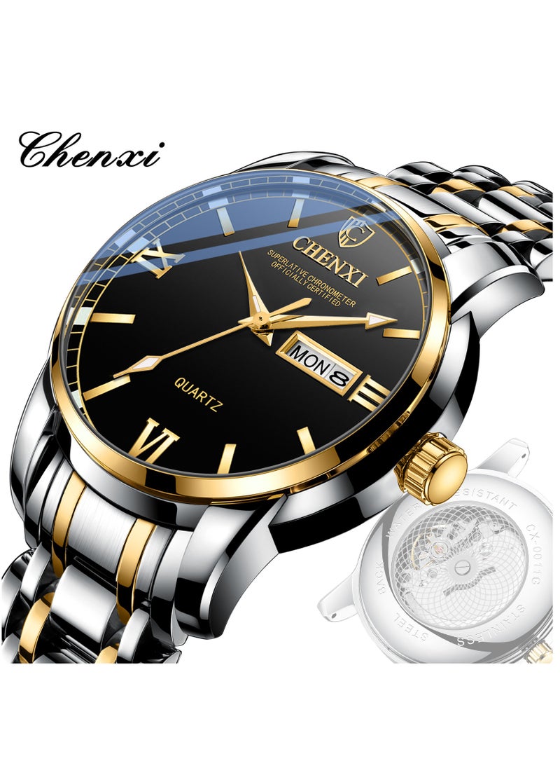 Chenxi - Watches for Men Fashion Stainless Steel Quartz Analog Water Resistant Watch 0011SGBK - Image 1