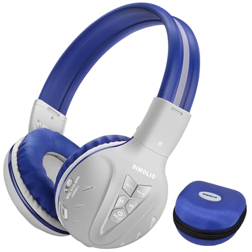 SIMOLIO Kids Bluetooth Headphones Boys with Microphone, 75dB/85dB/94dB Volume Limited Kids Headphones Wireless, Adjustable Foldable Over-Ear Headset for Children School Travel Tablet Airplane Grey - Image 1