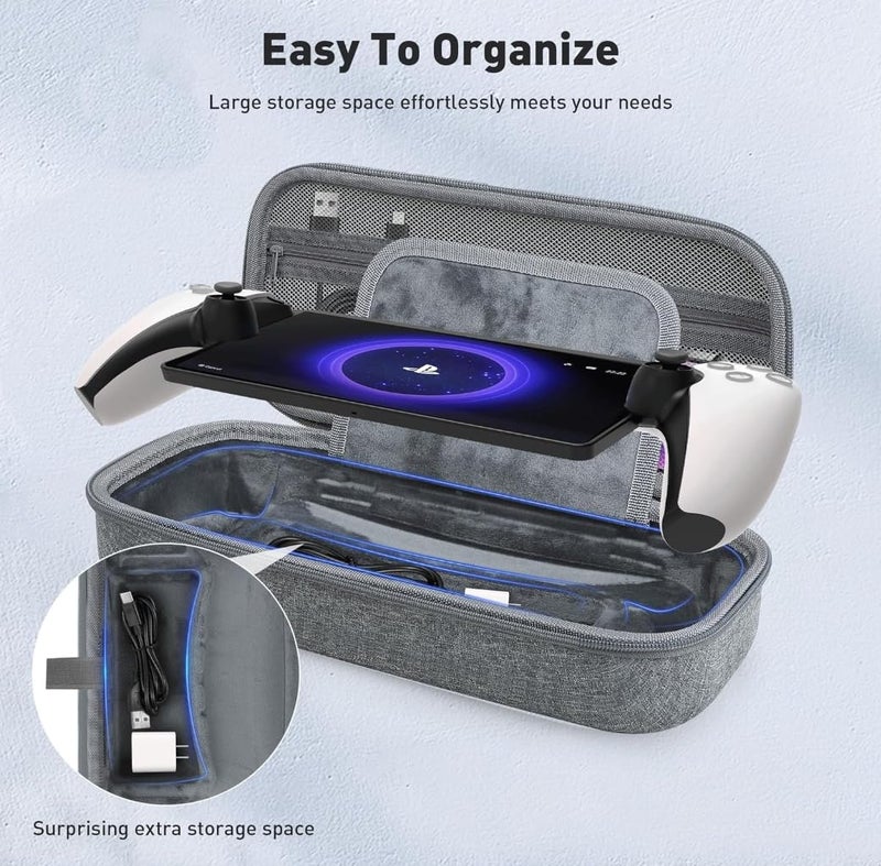 KAFRI 3 in 1 Accessories Bundle for PS Portal Remote Player with EVA Hard Carrying Case, Silicone Cover and Screen Protector Compatible with PlayStation Portal Accessories, Grey - Image 4