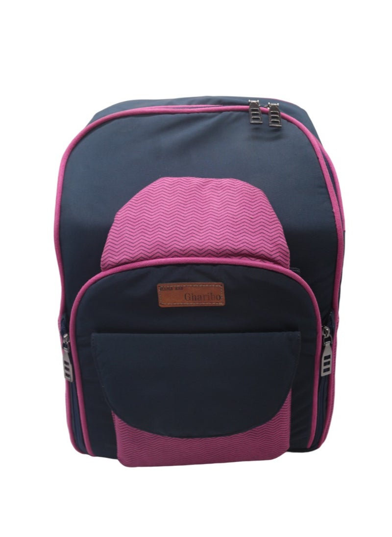Gharibo Bags Moms bag & portable dining chair for baby ,multi-function backpack with Large capacity two in one - Zigzag.  - Image 2