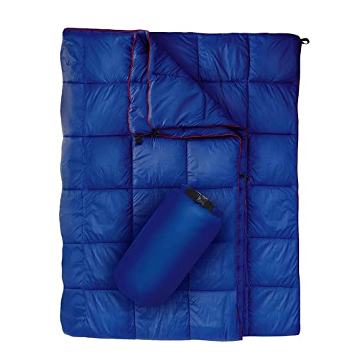GLORSIGN Outdoor Puffy Camping Blanket Lightweight Down Alternative Puffy Printed Camping Large Ultra Warm Hammock Top Quilt Waterproof Blanket for Traveling Picnic Beach Party Cold Weather Navy