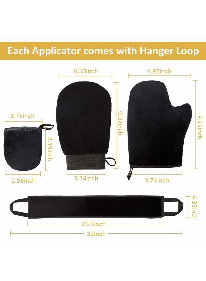 BOAO 5 Pieces Self Tanning Mitt Applicator Kit, Includes Tanning Mitt, Exfoliating Glove, Mini Face Glove, Back Lotion Applicator, and Large Brush Makeup  - Image 4