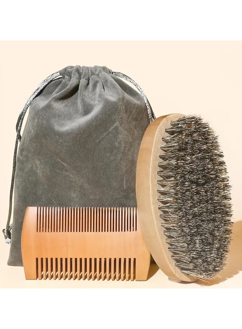 ORiTi Beard Care Kit For Men Soft Beard Brush And Grate Comb Male Daily Beard Care Set, Men's Beard Grooming Tools And Beard Styling Daily Care - Image 1