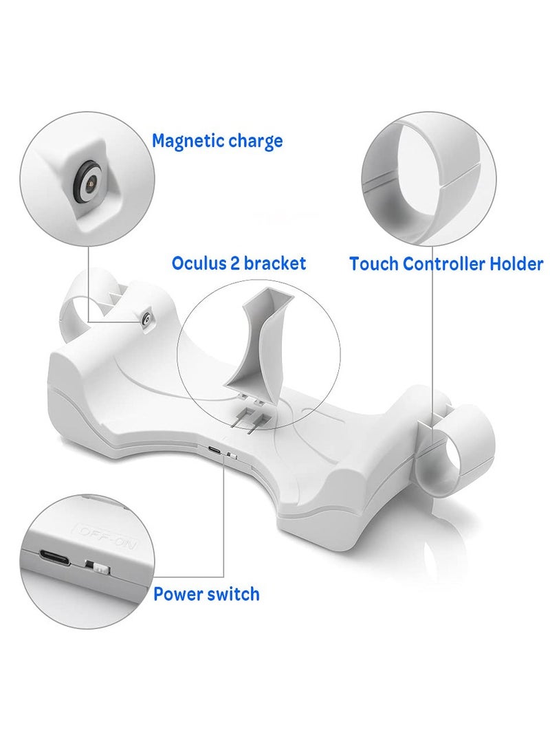 قاعدة شحن عالية السرعة لجهاز Oculus Quest 2 - محطة شحن USB مع ضوء تنفس وحامل تخزين للتحكم لجهاز الواقع الافتراضي. - Image 2