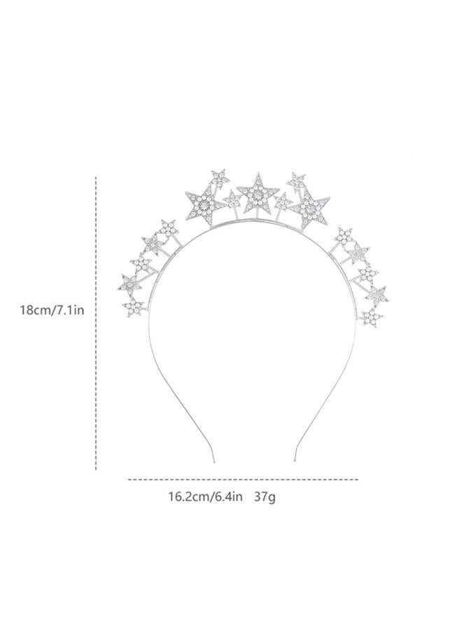 Silver Star Crystal Headband - Rhinestone Star Tiara for Wedding & Party - Image 2