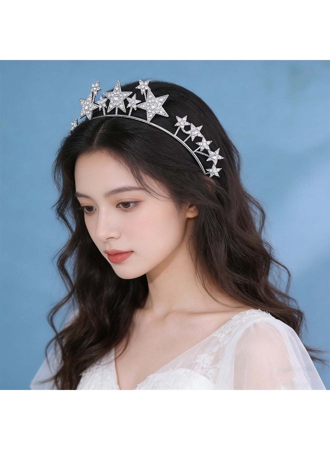 Silver Star Crystal Headband - Rhinestone Star Tiara for Wedding & Party - Image 4