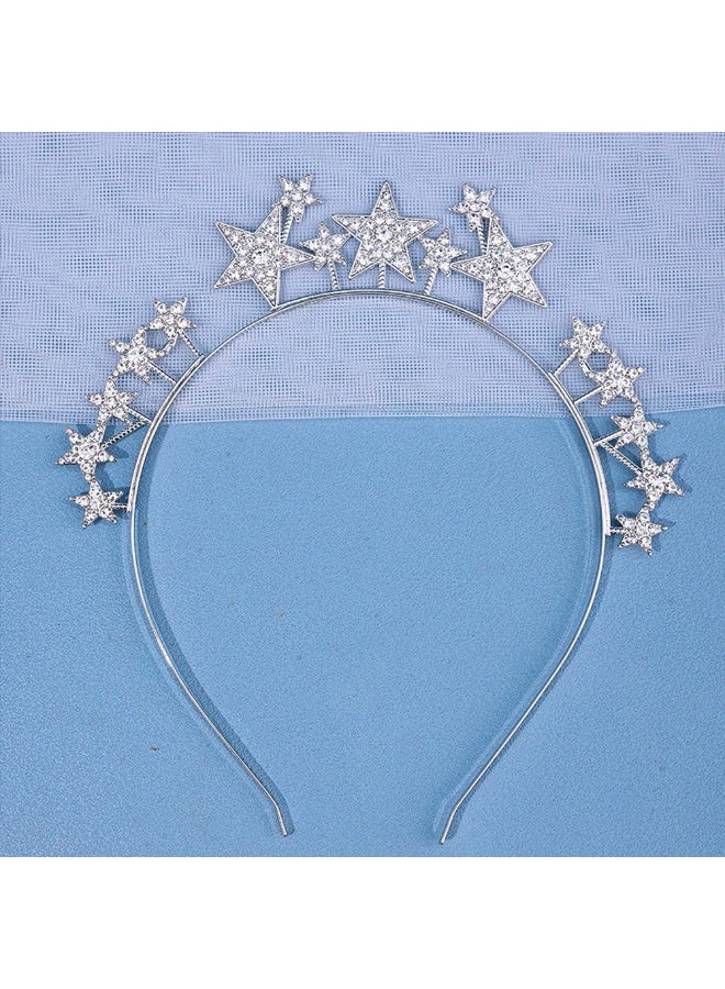 Silver Star Crystal Headband - Rhinestone Star Tiara for Wedding & Party - Image 3