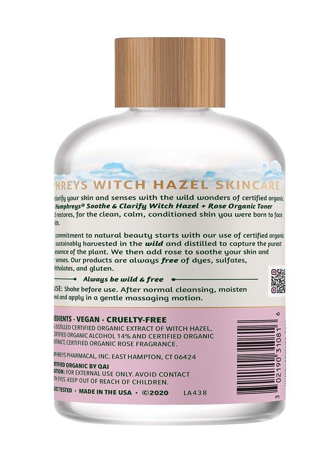 Humphreys Clarify + Soothe Witch Hazel with Rose Organic Toner, Clear, 8 Oz (Pack of 1) - Image 2