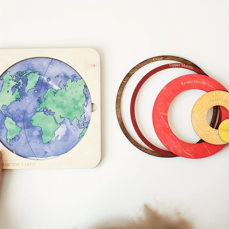 Wooden Earth Layer Puzzle Montessori Geography Toy for Kids 3 Plus - Image 5