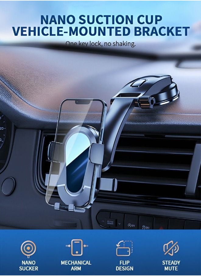 GROIC Universal Phone Mount for Car, Dashboard Windshield Long Arm Strong Suction Car Cell Phone Holder Mount for All Mobile Phones  - Image 2