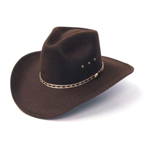 Western Express Kids Felt Finish Pinch Front Cowboy Hat - Cowgirl, Toddler, Baby & Kids Cowboy Hat with Gold Band (US, Alpha, One Size, Brown) - Image 1
