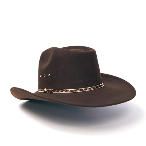 Western Express Kids Felt Finish Pinch Front Cowboy Hat - Cowgirl, Toddler, Baby & Kids Cowboy Hat with Gold Band (US, Alpha, One Size, Brown) - Image 3